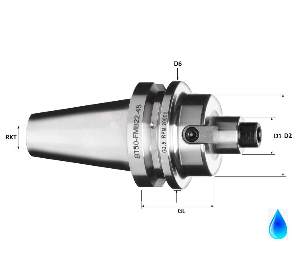BT50 32mm Spigot Face Mill Holder, 300mm GL, Form AD (Anti Vibration